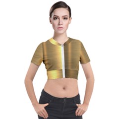 Golden Textures Polished Metal Plate, Metal Textures Short Sleeve Cropped Jacket by nateshop