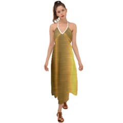 Golden Textures Polished Metal Plate, Metal Textures Halter Tie Back Dress 