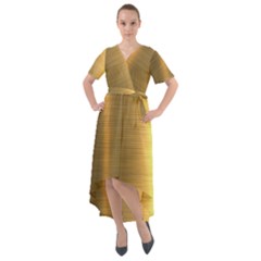 Golden Textures Polished Metal Plate, Metal Textures Front Wrap High Low Dress by nateshop