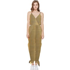 Golden Textures Polished Metal Plate, Metal Textures Sleeveless Tie Ankle Chiffon Jumpsuit by nateshop