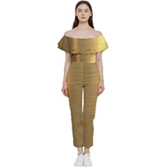 Golden Textures Polished Metal Plate, Metal Textures Bardot Ruffle Jumpsuit by nateshop