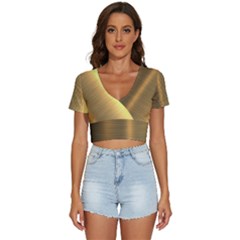 Golden Textures Polished Metal Plate, Metal Textures V-neck Crop Top by nateshop