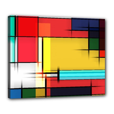 Multicolored Retro Abstraction, Lines Retro Background, Multicolored Mosaic Canvas 20  X 16  (stretched) by nateshop