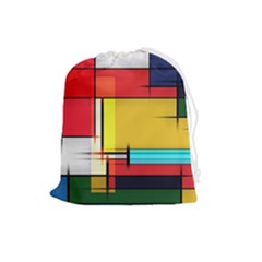 Multicolored Retro Abstraction, Lines Retro Background, Multicolored Mosaic Drawstring Pouch (large) by nateshop