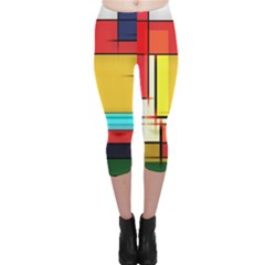 Multicolored Retro Abstraction%2 Capri Leggings  by nateshop