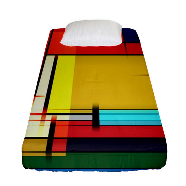 Multicolored Retro Abstraction%2 Fitted Sheet (Single Size)