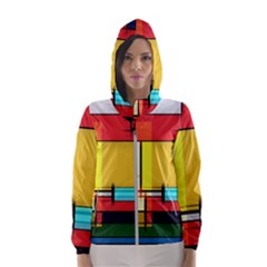 Multicolored Retro Abstraction%2 Women s Hooded Windbreaker by nateshop