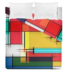 Multicolored Retro Abstraction, Lines Retro Background, Multicolored Mosaic Duvet Cover Double Side (queen Size)