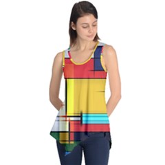 Multicolored Retro Abstraction, Lines Retro Background, Multicolored Mosaic Sleeveless Tunic by nateshop