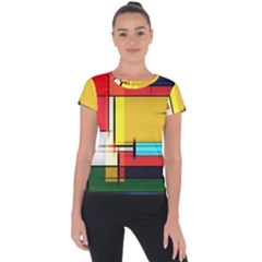 Multicolored Retro Abstraction%2 Short Sleeve Sports Top  by nateshop