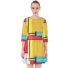 Multicolored Retro Abstraction, Lines Retro Background, Multicolored Mosaic Smock Dress by nateshop