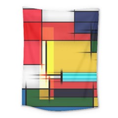 Multicolored Retro Abstraction, Lines Retro Background, Multicolored Mosaic Medium Tapestry by nateshop