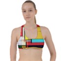 Multicolored Retro Abstraction%2 Criss Cross Racerback Sports Bra View1