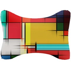 Multicolored Retro Abstraction, Lines Retro Background, Multicolored Mosaic Seat Head Rest Cushion by nateshop