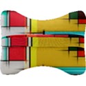 Multicolored Retro Abstraction, Lines Retro Background, Multicolored Mosaic Velour Seat Head Rest Cushion View2