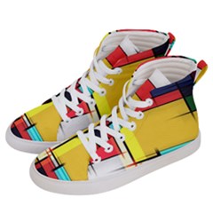 Multicolored Retro Abstraction, Lines Retro Background, Multicolored Mosaic Men s Hi-top Skate Sneakers by nateshop