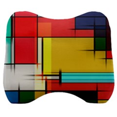 Multicolored Retro Abstraction, Lines Retro Background, Multicolored Mosaic Velour Head Support Cushion by nateshop