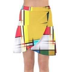 Multicolored Retro Abstraction, Lines Retro Background, Multicolored Mosaic Wrap Front Skirt by nateshop