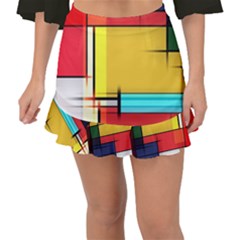 Multicolored Retro Abstraction, Lines Retro Background, Multicolored Mosaic Fishtail Mini Chiffon Skirt by nateshop