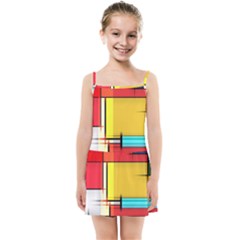 Multicolored Retro Abstraction%2 Kids  Summer Sun Dress by nateshop