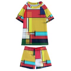 Multicolored Retro Abstraction%2 Kids  Swim T-shirt And Shorts Set by nateshop