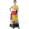 Multicolored Retro Abstraction, Lines Retro Background, Multicolored Mosaic Empire Waist Velour Maxi Dress View1