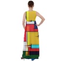 Multicolored Retro Abstraction, Lines Retro Background, Multicolored Mosaic Empire Waist Velour Maxi Dress View2