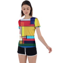 Multicolored Retro Abstraction%2 Back Circle Cutout Sports T-shirt by nateshop