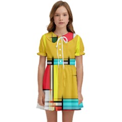 Multicolored Retro Abstraction, Lines Retro Background, Multicolored Mosaic Kids  Sweet Collar Dress by nateshop