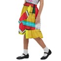 Multicolored Retro Abstraction%2 Kids  Ruffle Flared Wrap Midi Skirt View2