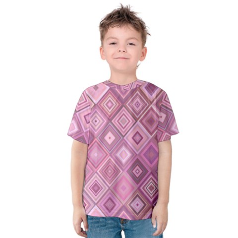 Pink Retro Texture With Rhombus, Retro Backgrounds Kids  Cotton T-shirt by nateshop