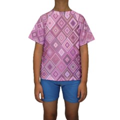 Pink Retro Texture With Rhombus, Retro Backgrounds Kids  Short Sleeve Swimwear by nateshop