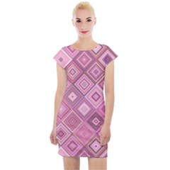 Pink Retro Texture With Rhombus, Retro Backgrounds Cap Sleeve Bodycon Dress by nateshop