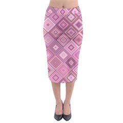 Pink Retro Texture With Rhombus, Retro Backgrounds Midi Pencil Skirt by nateshop