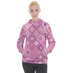 Pink Retro Texture With Rhombus, Retro Backgrounds Women s Hooded Pullover by nateshop