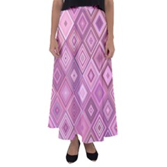 Pink Retro Texture With Rhombus, Retro Backgrounds Flared Maxi Skirt by nateshop