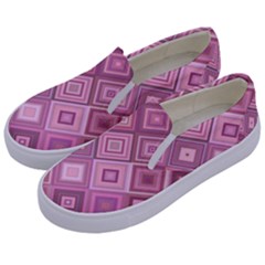 Pink Retro Texture With Rhombus, Retro Backgrounds Kids  Canvas Slip Ons by nateshop