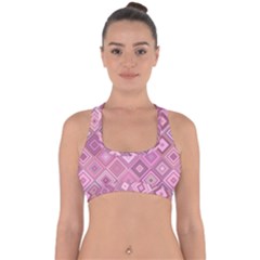 Pink Retro Texture With Rhombus, Retro Backgrounds Cross Back Hipster Bikini Top  by nateshop