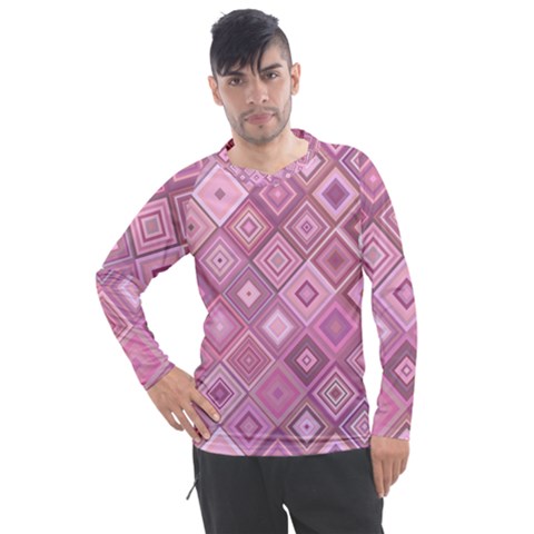 Pink Retro Texture With Rhombus, Retro Backgrounds Men s Pique Long Sleeve T-shirt by nateshop