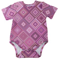 Pink Retro Texture With Rhombus, Retro Backgrounds Baby Short Sleeve Bodysuit