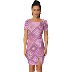 Pink Retro Texture With Rhombus, Retro Backgrounds Fitted Knot Split End Bodycon Dress