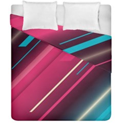 Pink-blue Retro Background, Retro Backgrounds, Lines Duvet Cover Double Side (california King Size) by nateshop