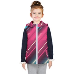 Pink-blue Retro Background, Retro Backgrounds, Lines Kids  Hooded Puffer Vest by nateshop