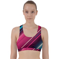 Pink-blue Retro Background, Retro Backgrounds, Lines Back Weave Sports Bra by nateshop