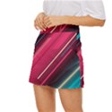 Pink-blue Retro Background, Retro Backgrounds, Lines Mini Front Wrap Skirt View2