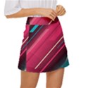 Pink-blue Retro Background, Retro Backgrounds, Lines Mini Front Wrap Skirt View3