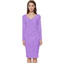 Purple Paper Texture, Paper Background Long Sleeve V-Neck Bodycon Dress  View1