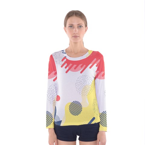 Red White Blue Retro Background, Retro Abstraction, Colored Retro Background Women s Long Sleeve T-shirt by nateshop