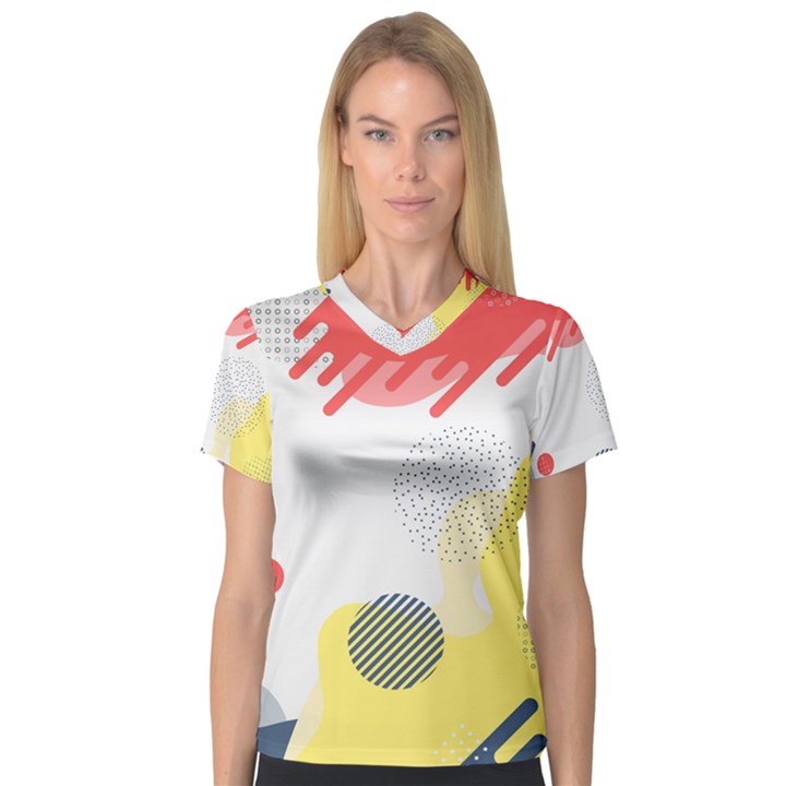 Red White Blue Retro Background, Retro Abstraction, Colored Retro Background V-Neck Sport Mesh T-Shirt