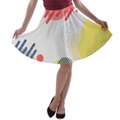 Red White Blue Retro Background, Retro Abstraction, Colored Retro Background A-line Skater Skirt by nateshop